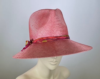 Kentucky Derby Hat Fedora Cowboy Women's Hat Large Brim Parasisal Straw Handmade