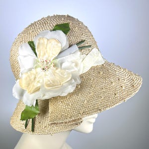 Kentucky Derby Cloche Hat Women&#39;s Natural Knotted Sisal Straw Summer Church Wedding