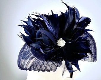 Kentucky Derby Blue Hat Fascinator, Derby Hats for Women, Church Beach Wedding Fascinator Hat