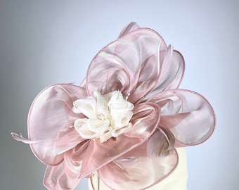 Kentucky Derby Dusty Rose Hat Fascinator, Derby Party Fascinator Hats, Derby Hats for Women Beach Wedding