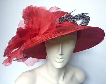 Kentucky Derby Red Fascinator Hat Red Rose Fascinator for | Etsy