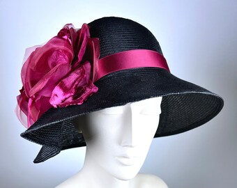Fleur de Paris Derby Hat Straw Boater Pink Roses Feather 23in w/ Box Fleur de Paris Products for Sale up to 90% Off Retail: Poshmark main image 3