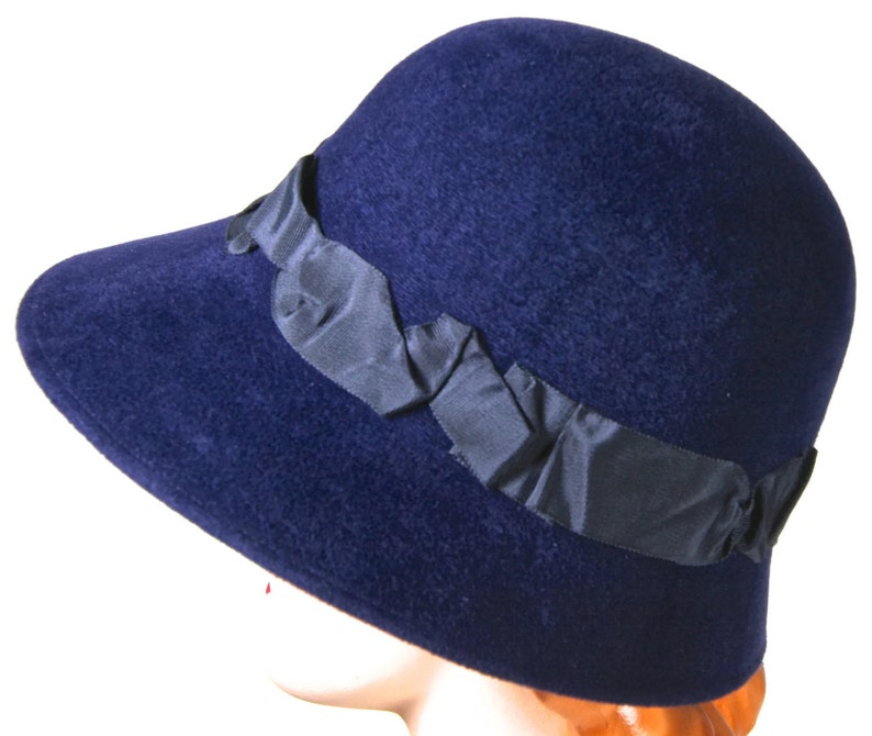 Navy Blue Women's Hat Fur Felt Winter Cloche Fall Etsy