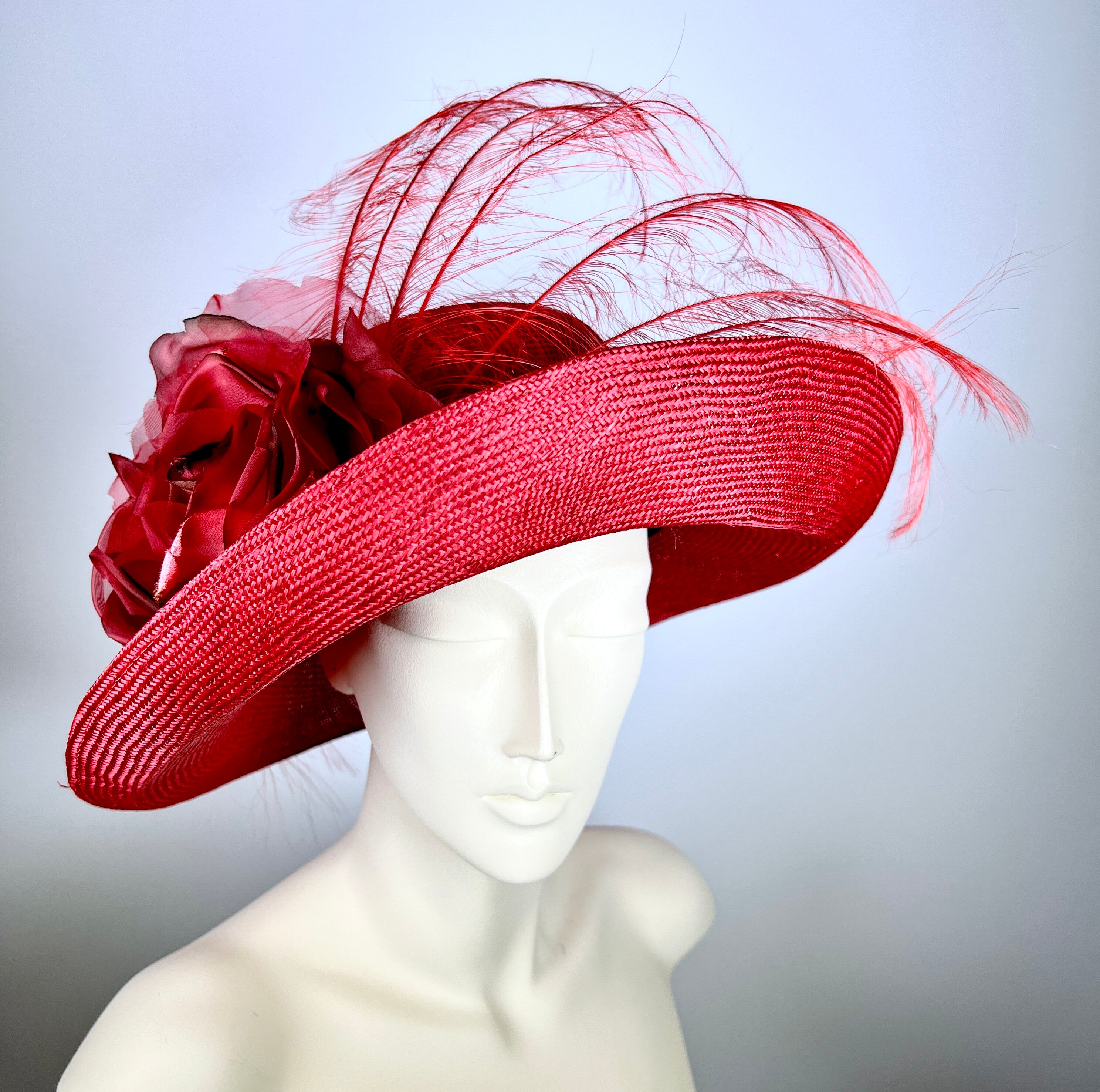Red Wide Brim Hat for Women Church Beach Wedding Kentucky  display picture 1