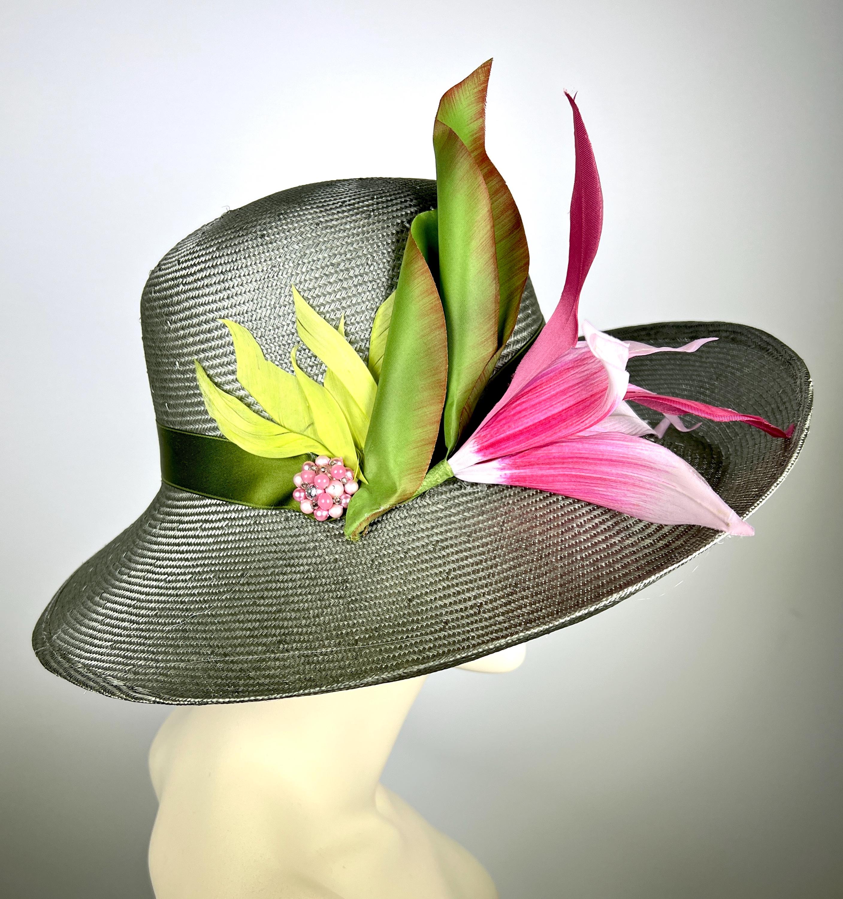 Women\'s Kentucky Hat Wide Brim Green4 Womens Derby Hat, Spring Green ladies hat, Kentucky Derby  main image 3