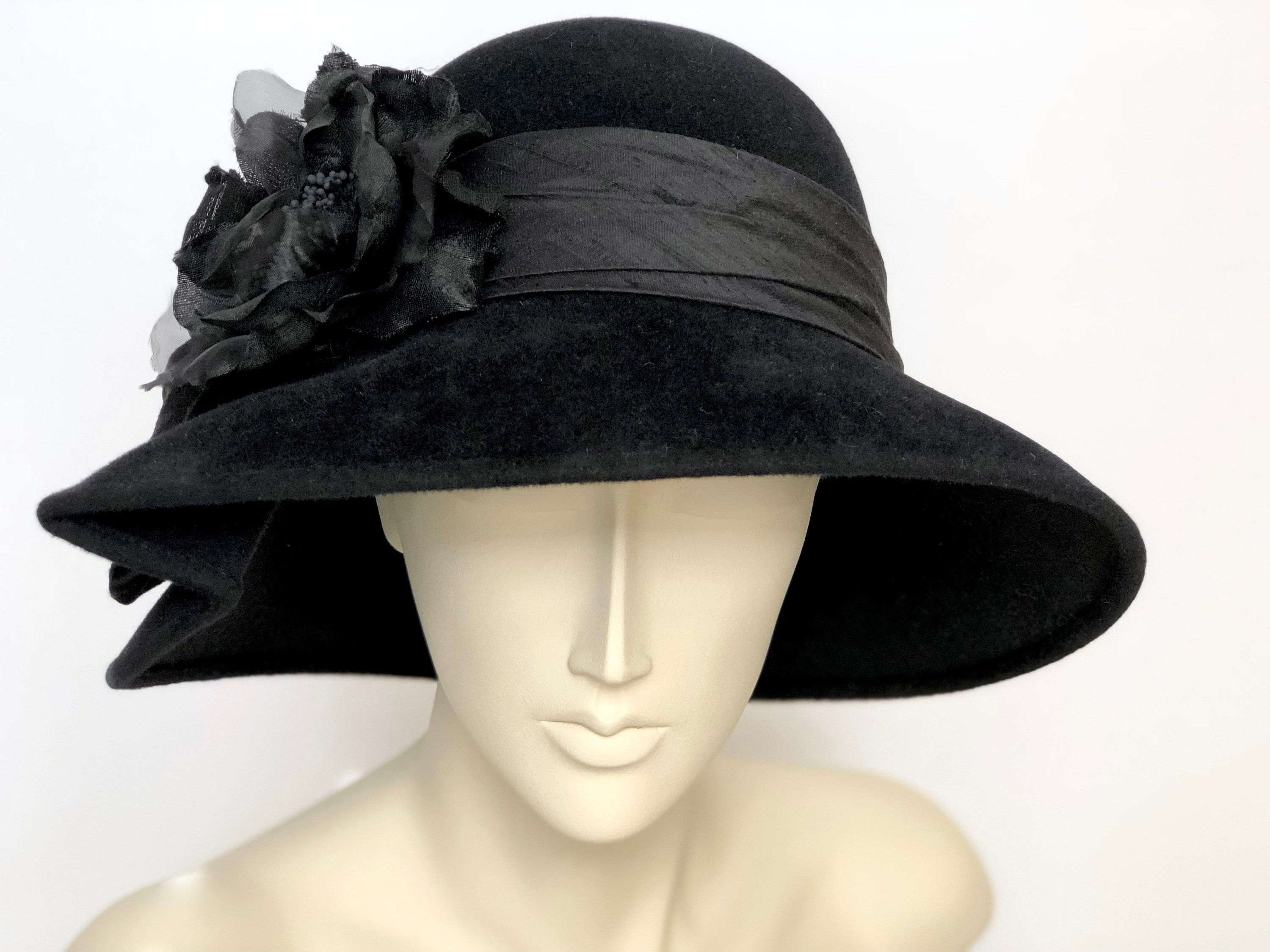 black felt cloche hat