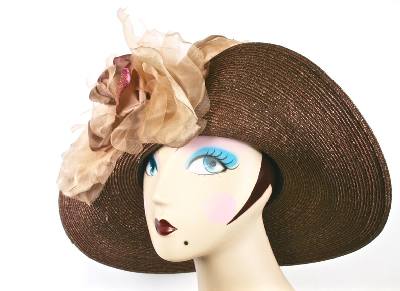 Kentucky Derby Hat Wide Brim Hat, Church Wedding Hat, Wide Brimmed Derby Hats for Women image 2