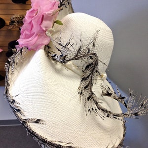 Kentucky Derby Hat Wide Brim Hat, Wide Brimmed Horse Race Hats, Church Wedding Hat image 5