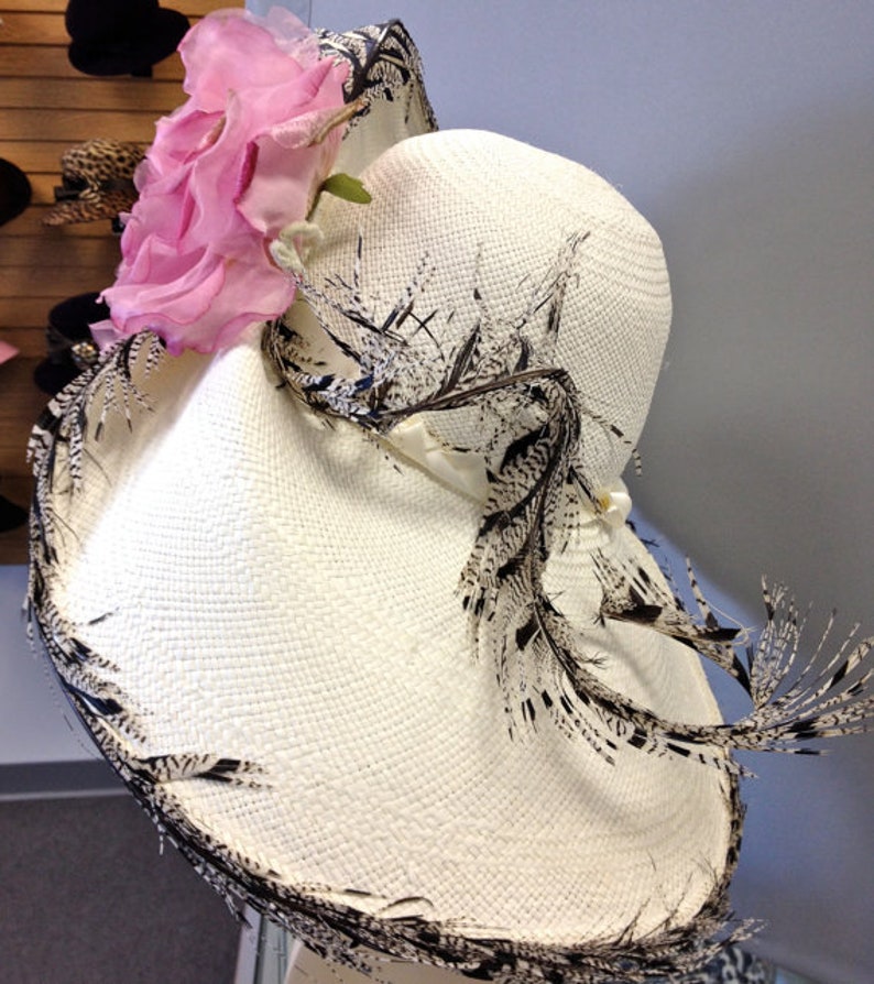 Kentucky Derby Hat Wide Brim Hat, Wide Brimmed Horse Race Hats, Church Wedding Hat image 5