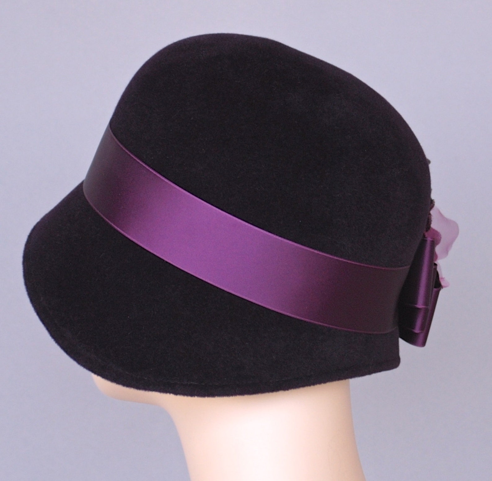 Aubergine Purple Felt Cloche Hat Women's Winter Cloche Etsy