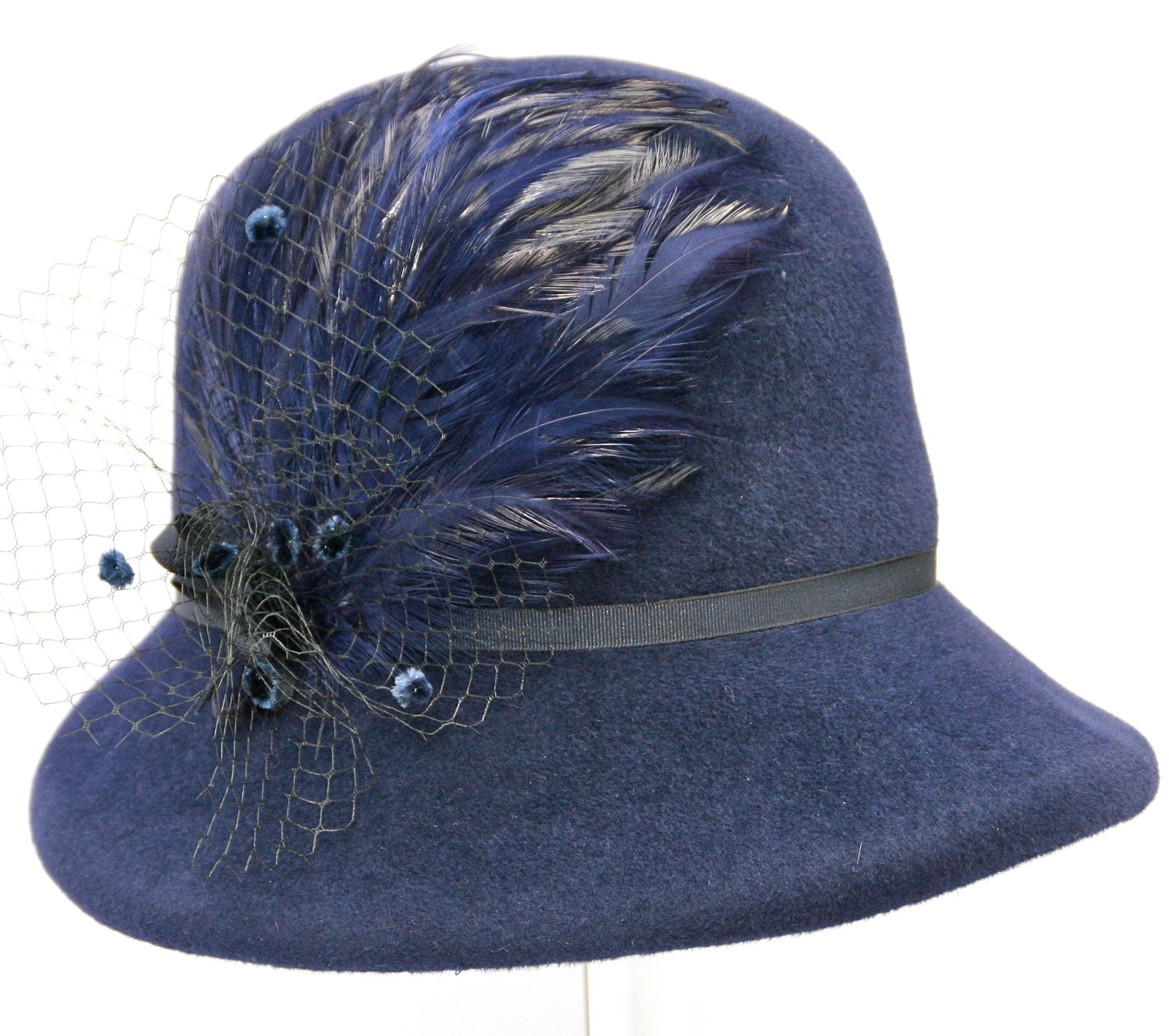 Navy Blue Women's Hat Ladies Felt Winter Hat 1920's Etsy