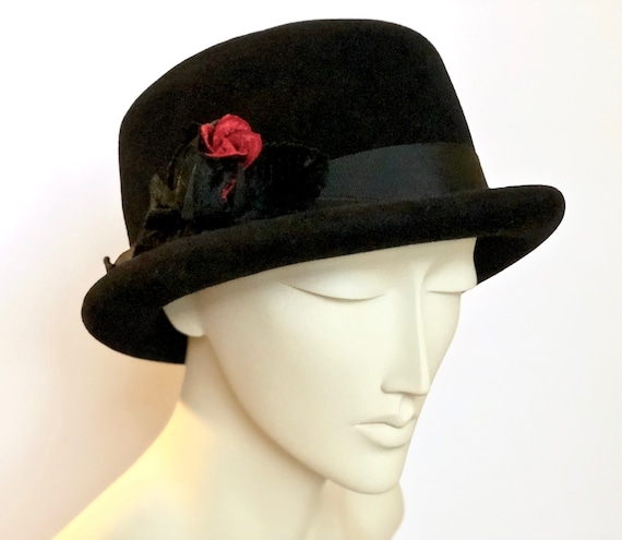 Black Fur Felt Small Brim Women's Winter Hat