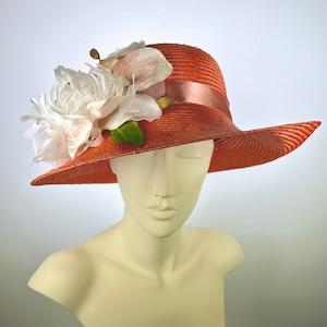 Kentucky Derby Hat Black Parasisal Summer Medium Brim Cloche, Church Wedding Hat