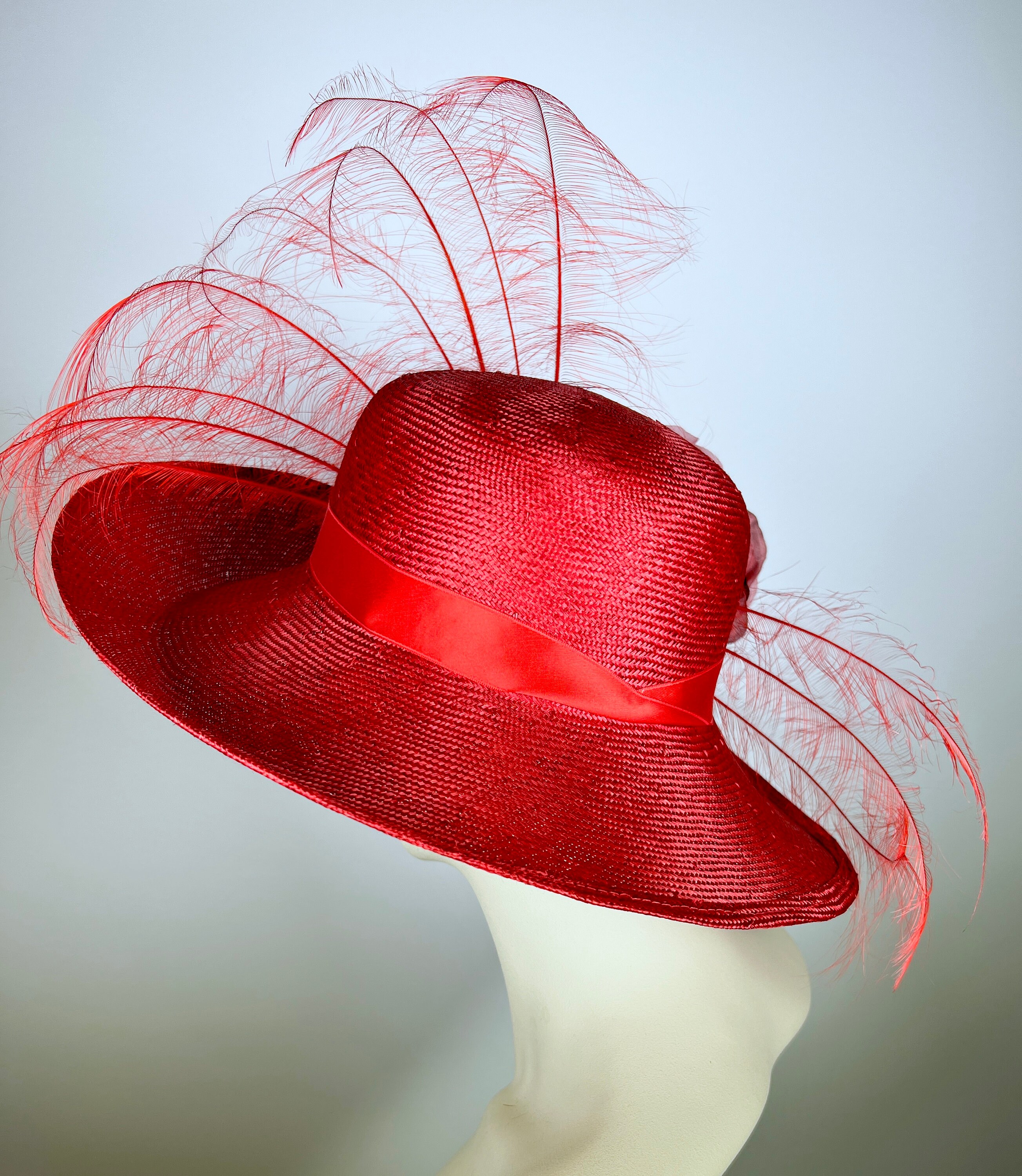 Red Wide Brim Hat for Women Church Beach Wedding Kentucky 