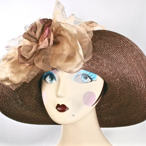 Kentucky Derby Hat Wide Brim Hat, Church Wedding Hat, Wide Brimmed Derby Hats for Women image 3