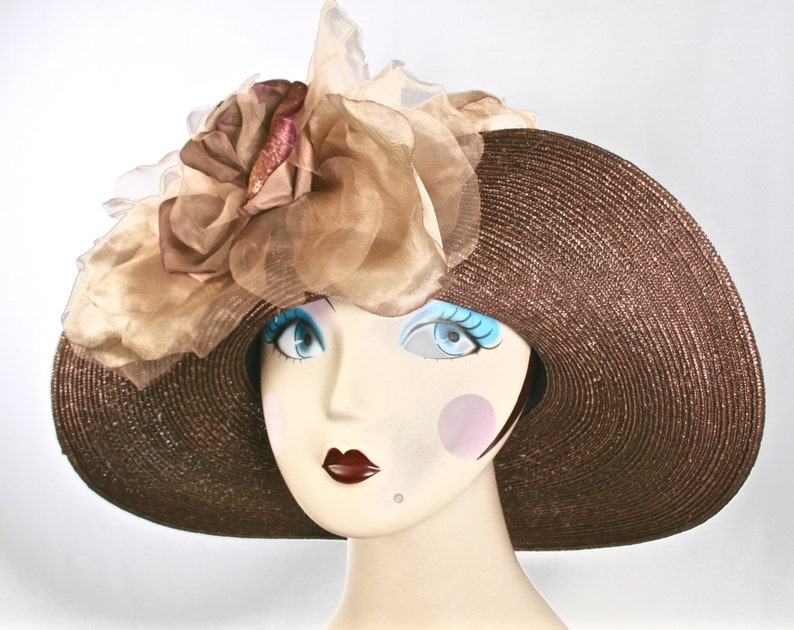 Kentucky Derby Hat Wide Brim Hat, Church Wedding Hat, Wide Brimmed Derby Hats for Women image 3