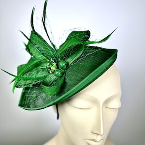 Emerald Green Kentucky Derby Fascinator: Feathered Church Wedding Hat