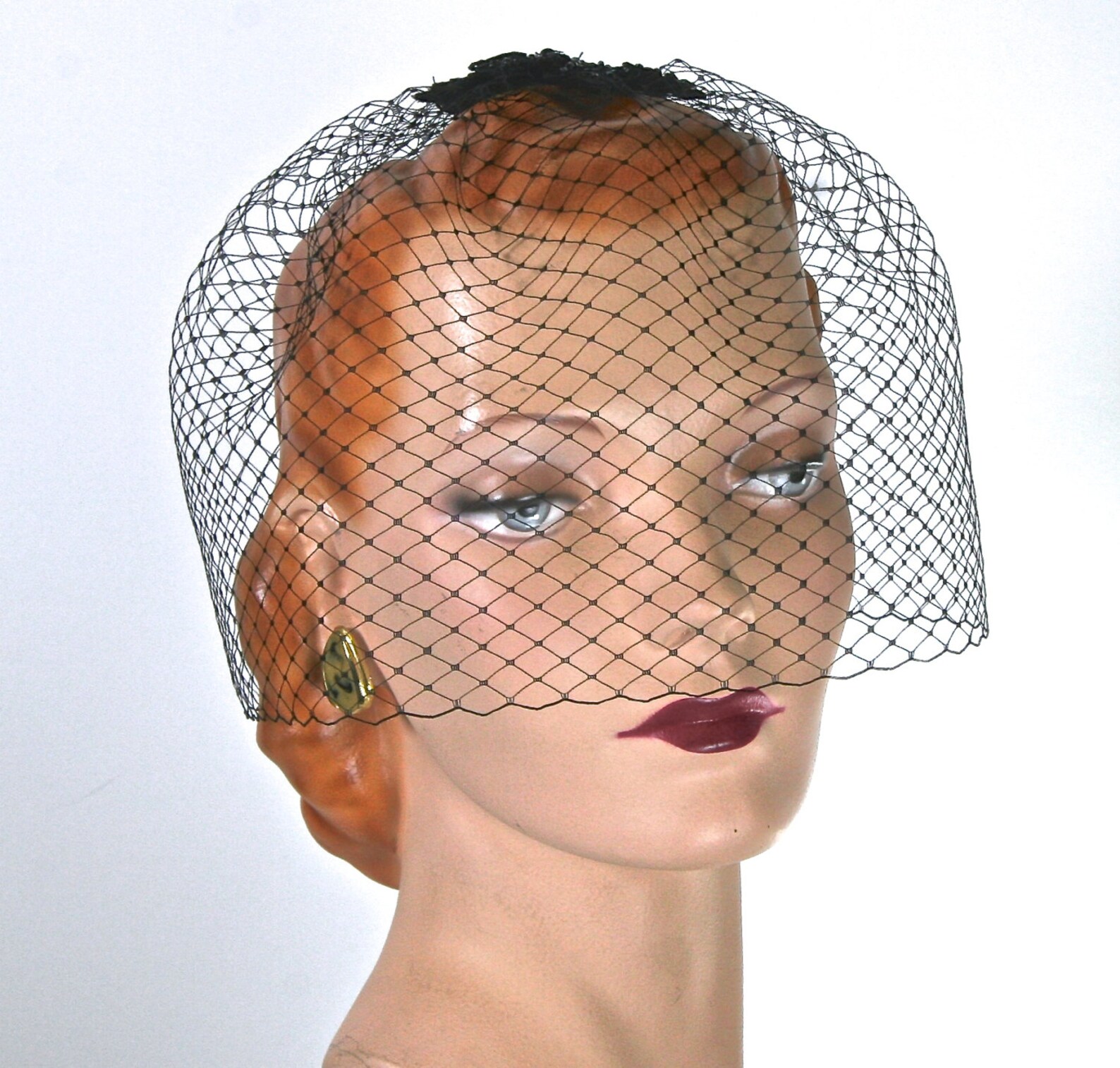 Black FULL BIRDCAGE Cocktail Hat With Veil Mourning Veil Etsy