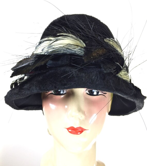 Vintage Christian Dior Black Felt Hat, Vintage Wom