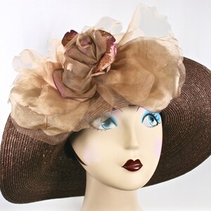 Kentucky Derby Hat Wide Brim Hat, Church Wedding Hat, Wide Brimmed Derby Hats for Women image 4