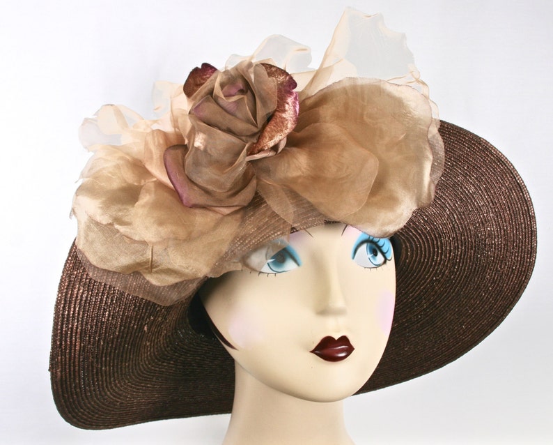 Kentucky Derby Hat Wide Brim Hat, Church Wedding Hat, Wide Brimmed Derby Hats for Women image 4