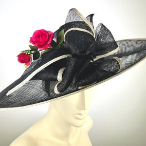 Kentucky Derby Hat Red Rose Church Wedding Hat Wide Brimmed Derby Hat Women Headband