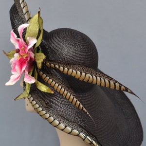 Kentucky Derby Hat Wide Brim Hat, Wide Brimmed Horse Race Hats, Church Wedding Hat image 6