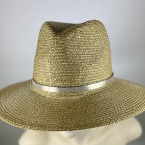 Kentucky Derby Hat Wide Brim Hat  Church Wedding  Derby Gold Braid Party Hat