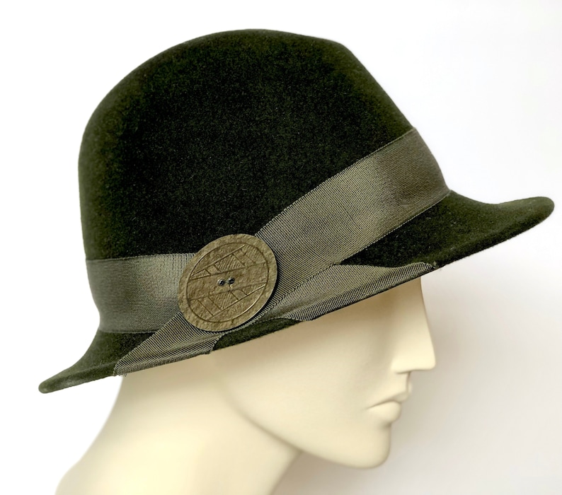 Green Felt Women's Fedora Small Brim Hat Etsy