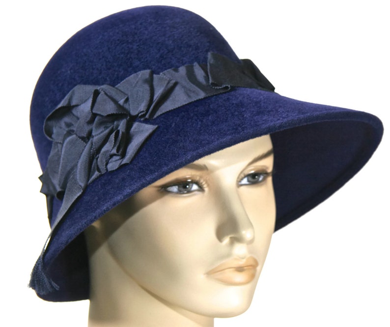 Navy Blue Women's Hat Fur Felt Winter Cloche Fall Etsy