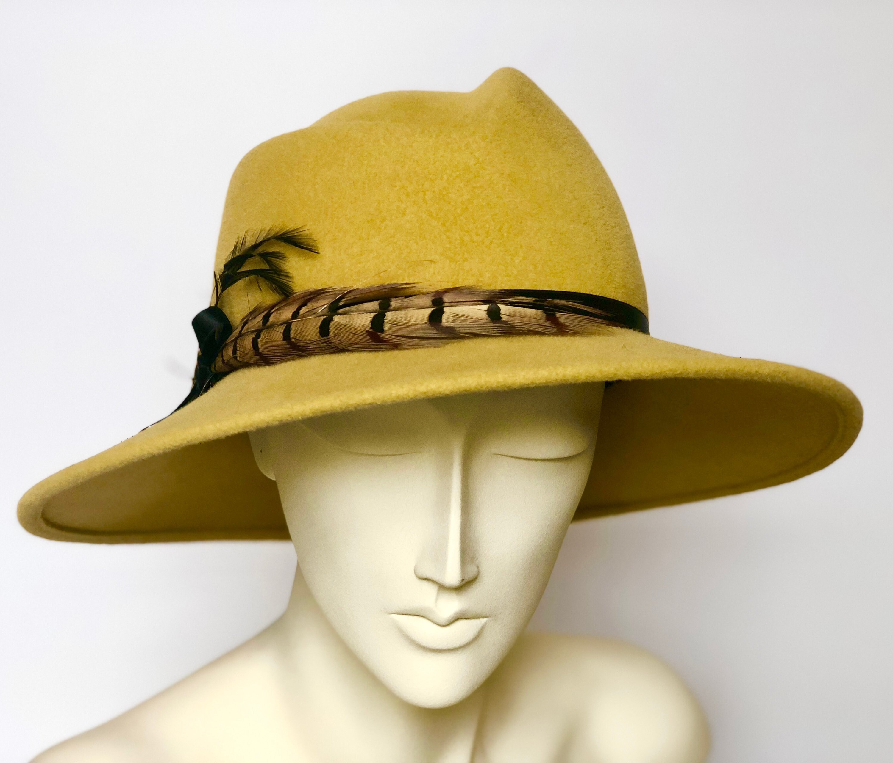 Gold Yellow Women's Fedora Hat Fur Felt Velour Fedora Etsy