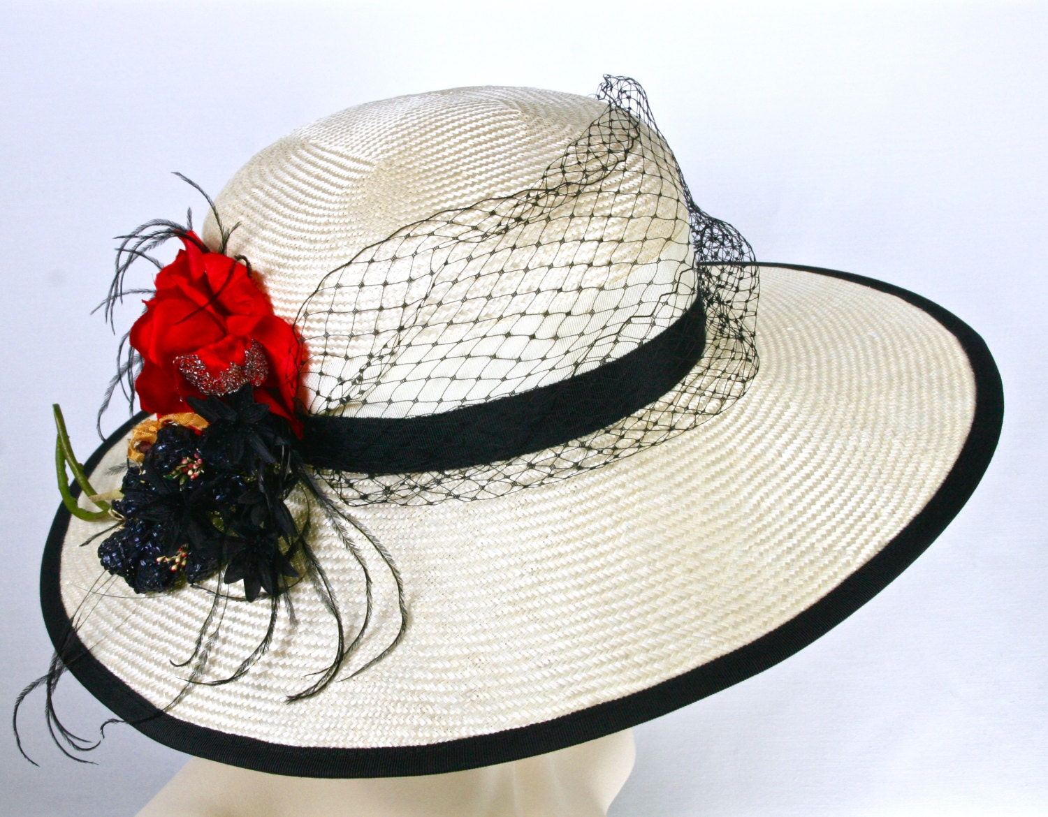 Kentucky Derby Hat in Straw Derby Hat for Women Ivory Straw Etsy