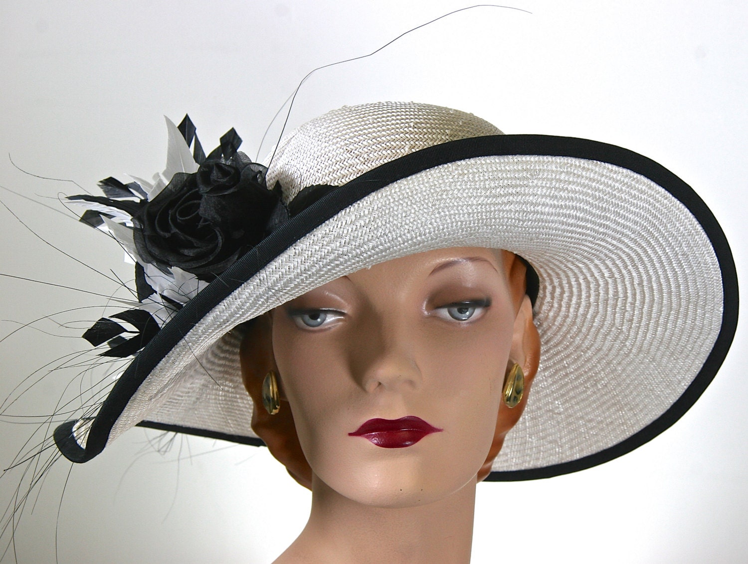 Kentucky Derby Hat Off White Women's Hat Feathers Church Etsy