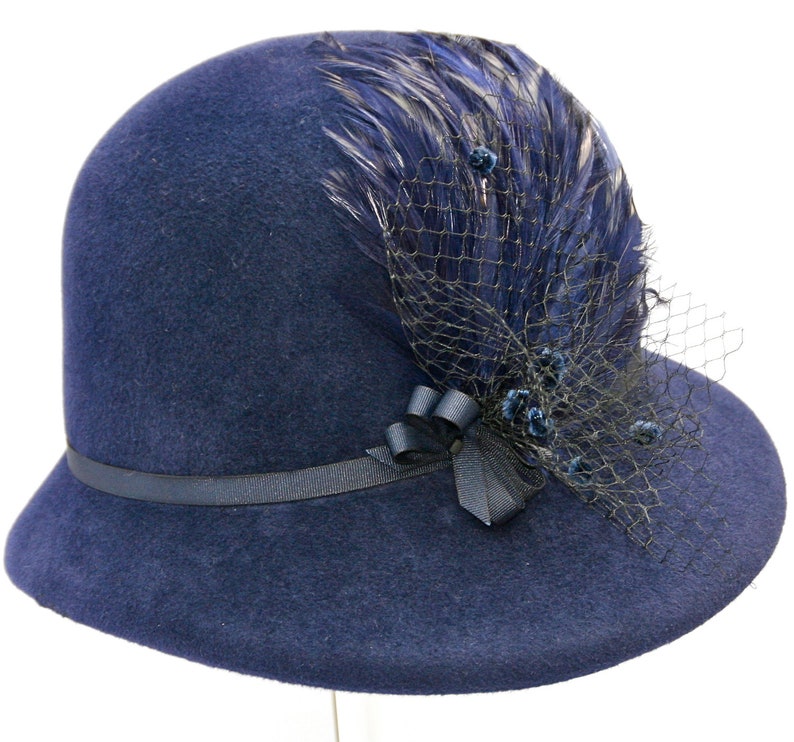 Navy Blue Women's Felt Hat Small Brim Hat Felt Winter Etsy