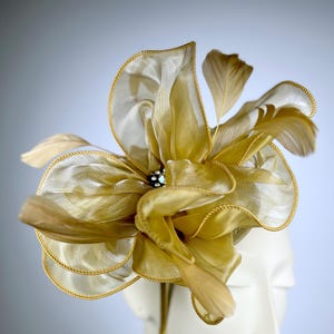 Kentucky Derby Hat Gold  Fascinator Headband Church Wedding Fascinator