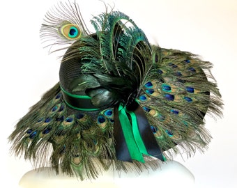 Kentucky Derby Hat Wide Brim Hat, Derby Hats for Women, Derby Hat Peacock Feathers