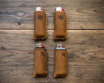 Leather Lighter Cases, Sun/Star