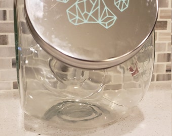 Glass dog treat jar