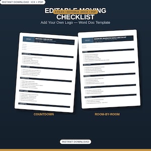 Bewerkbare verhuischecklist bundel | Aftellen & Inpakken per kamer (Word-document)