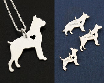 Boxer necklace Personalized sterling silver dog breeds pendant w/ Heart - Love Pet Jewelry Italian chain Women Best Cute Gift Memorial Gift