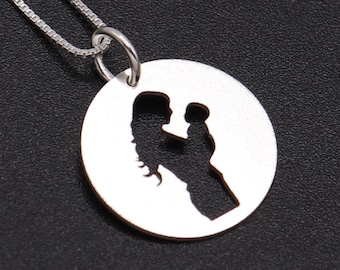 Mother and Child Necklace, Sterling Silver Mother Baby Pendant, Mothers Day Gift, Minimalist Jewelry