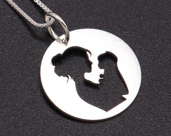 Mother and Child Necklace, Sterling Silver Mother Baby Pendant, Mothers Day Gift, silhouette charm