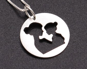 Mother and Child Necklace, Sterling Silver Mother Daughter charm, Mothers Day Gift, dainty Jewelry