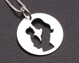 Mother and Child Necklace, Sterling Silver Mother baby charm, Mothers Day Gift, Family Jewelry