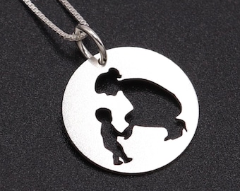 Mother and Child Necklace, Sterling Silver Mother Baby Pendant, Mothers Day Gift, minimalist