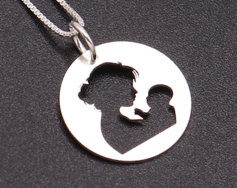 Mother and Child Necklace, Sterling Silver Mother Baby Pendant, Mothers Day Gift, dainty Jewelry