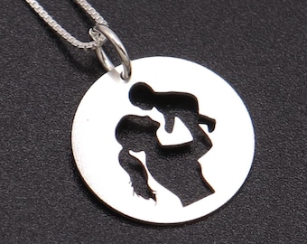 Mother and Child Necklace, Sterling Silver Mother Baby Pendant, Mothers Day Gift, super mom