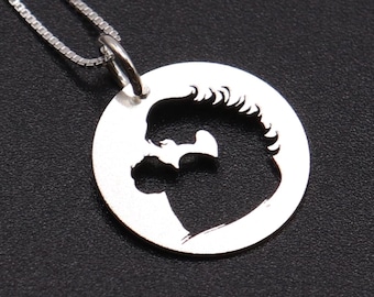 Mother and Child Necklace, Sterling Silver Mother baby Son , Mothers Day Gift, Love