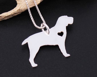 Spinone Italiano necklace sterling silver dog breeds pendant w/ Heart - Love Pet Jewelry Italian chain Women Best Cute Gift Personalized