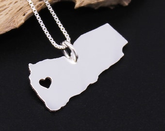 Yemen necklace sterling silver personalized i love Yemen Country necklace heart Box style chain long distance relationship gift Asia